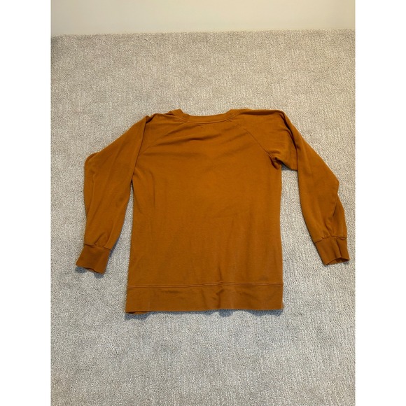 Pact Womens Organic Cotton Henley V-Neck Sweatshirt Rust Orange Long Sleeve L - Picture 5 of 6